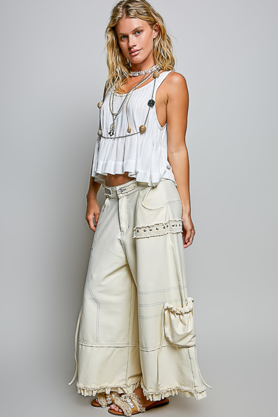GKP79 Natural | Pol Cotton Twill Denim Pants | Natural | Sizes S-L - Picture 5 of 9